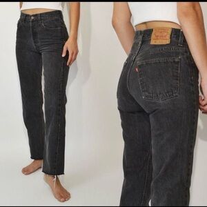 Levi's Premium 70s High Slim Straight Jeans in Dark Gray